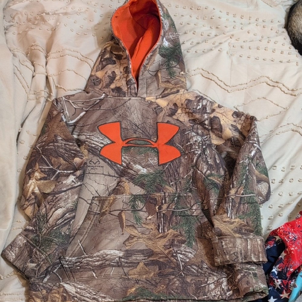 Under Armour Kids Hoodie - Orange Logo with Brown Camo